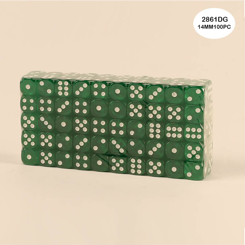 2861DG DICE DARK GREEN 100PCS 14MM