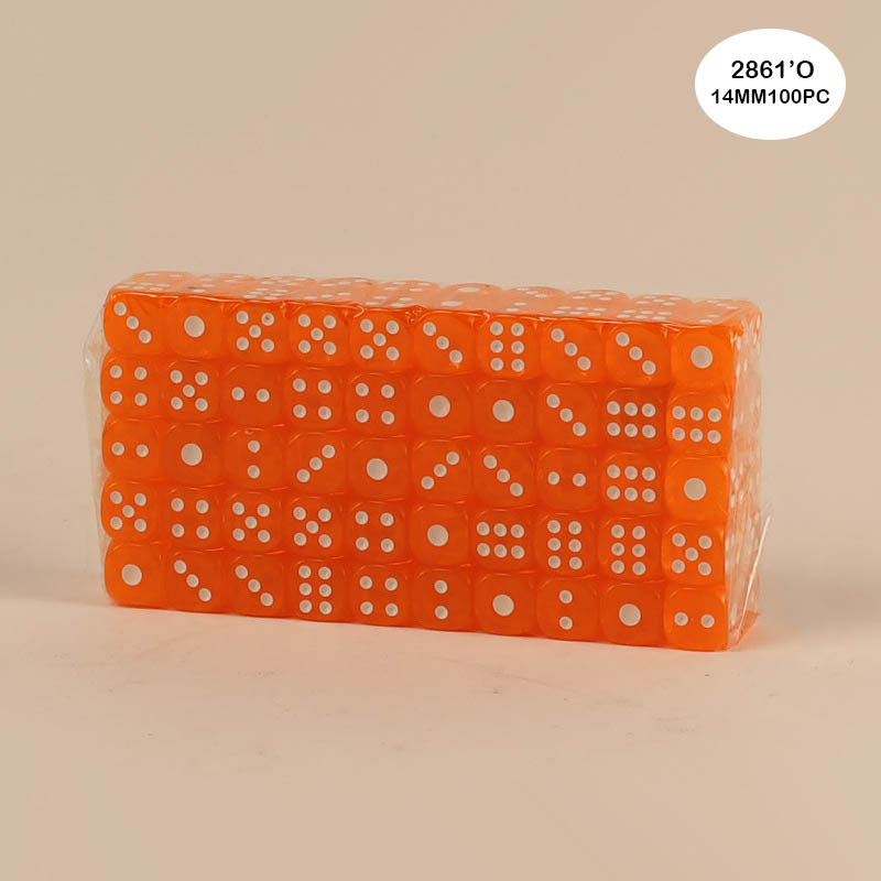 2861O DICE ORANGE 100PCS 14MM