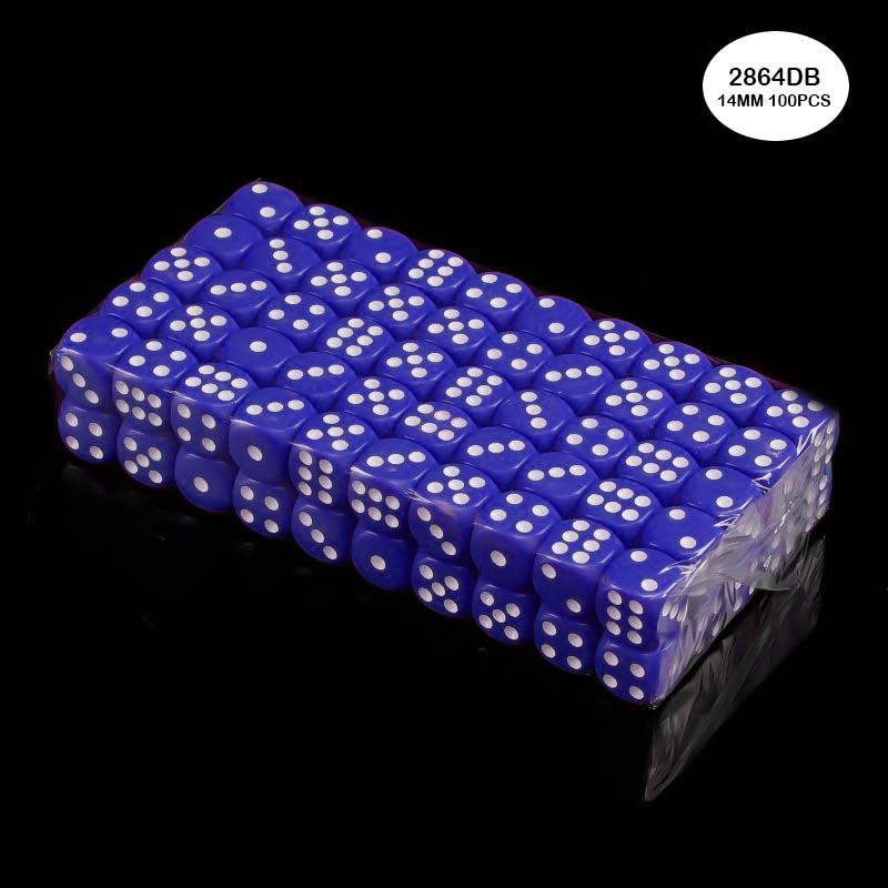2864DB DICE D BLUE 100PCS 14MM O