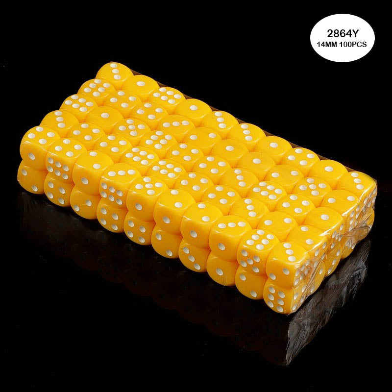 2864Y DICE YELLOW 100PCS 14MM O