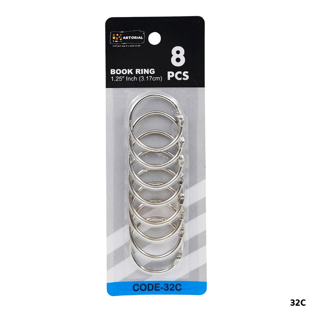 32MM CARD RING SILVER 8PC (32C)