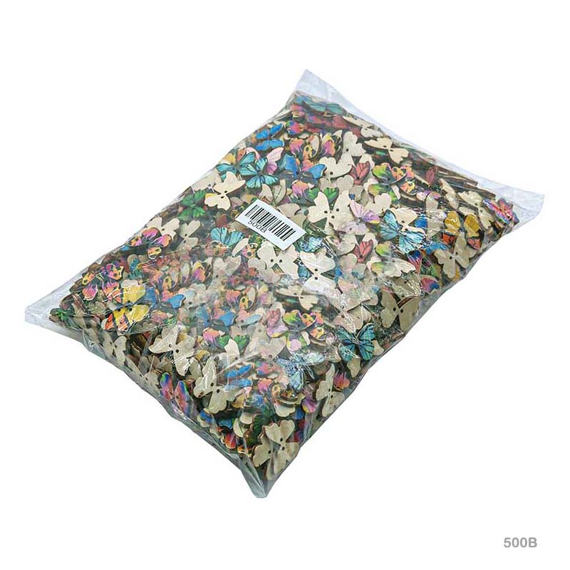 BUTTON BUTTERFLY WOODEN 500GM (500B)
