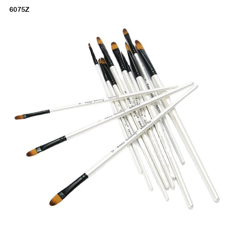 6075Z 12PC PAINT BRUSH WHITE HANDLE