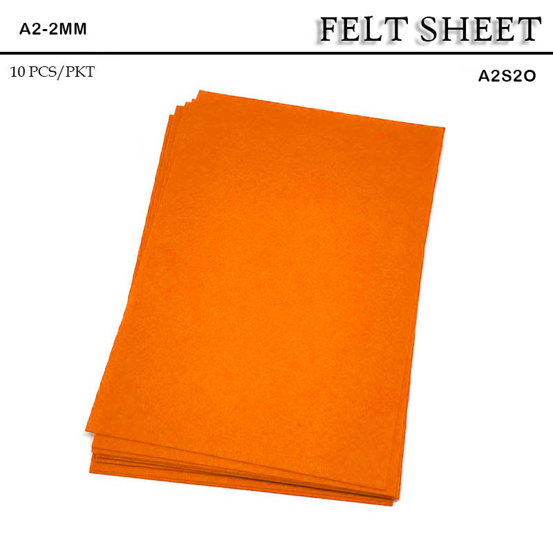 FELT SHEET A2 2MM SOFT ORANGE (A2S2O) 10sheet