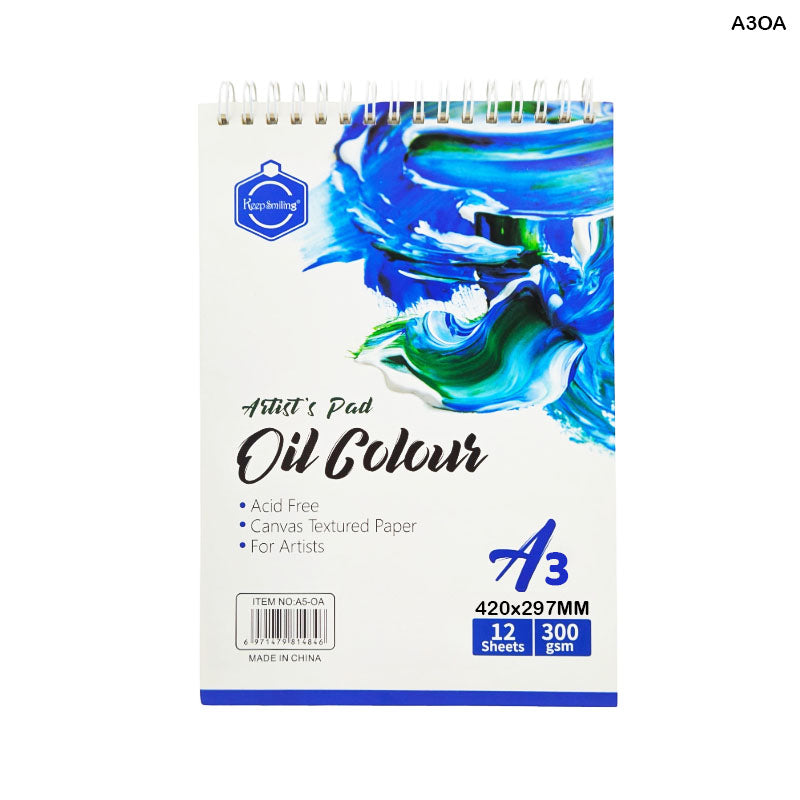A3 OIL COLOR ARTIST PAD 420x297MM 12PAGE 300GSM SPIRAL (A3OA