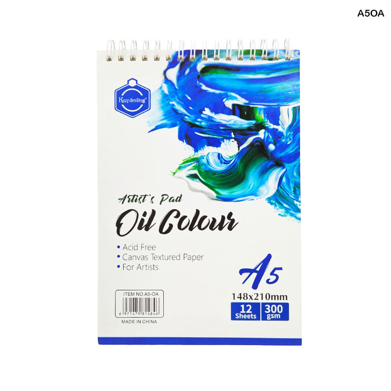 A5 OIL COLOR ARTIST PAD 210x148MM 12PAGE 300GSM SPIRAL(A5OA)