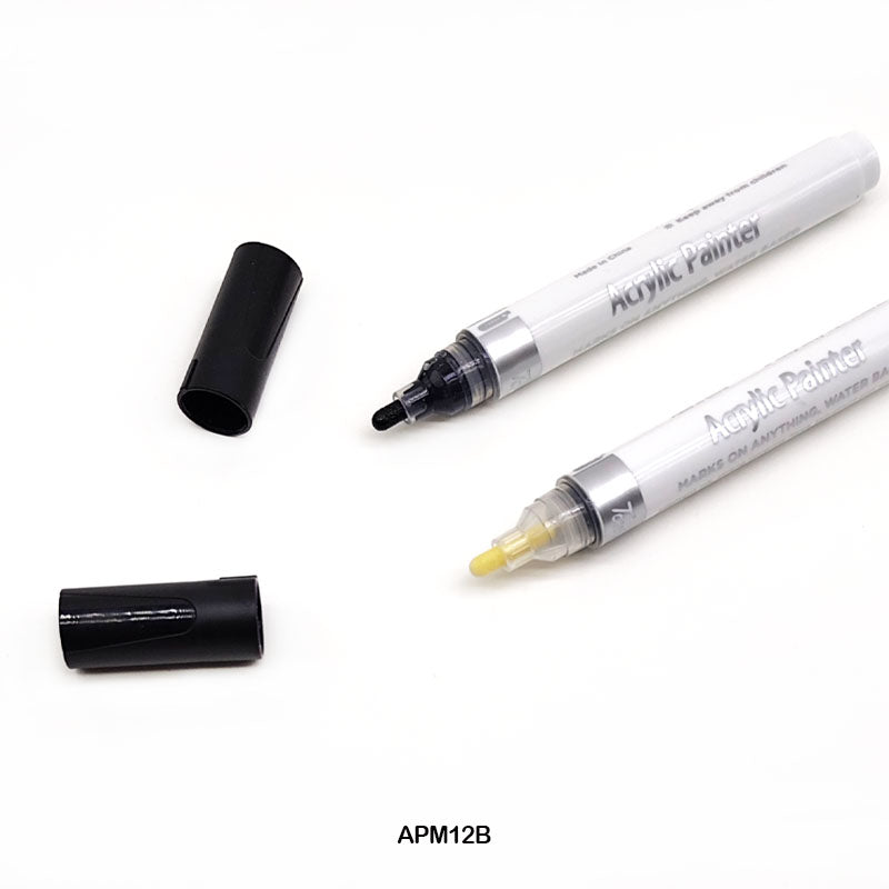 APM12B ACRYLIC PAINT MARKER 12PC BLACK COLOR TOUCH COOL