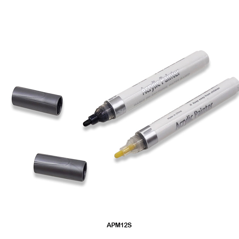 APM12S ACRYLIC PAINT MARKER 12PC SILVER COLOR TOUCH COOL