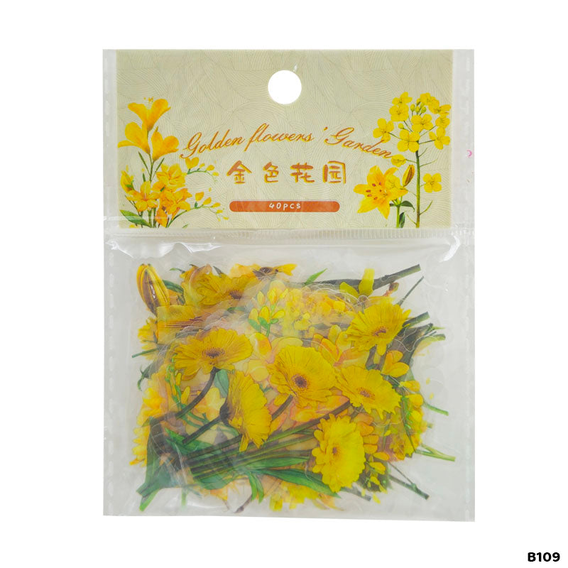 B109 40PC FLOWER LEAF STICKER JOURNALING