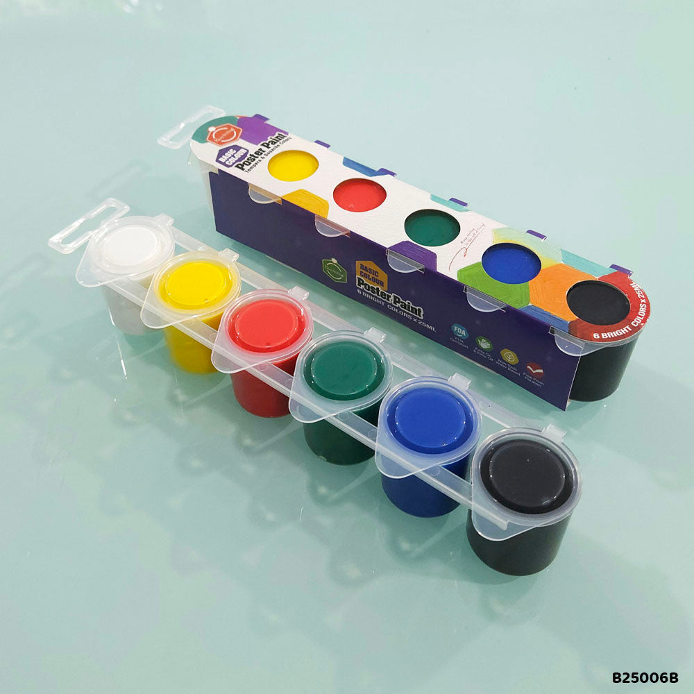 B25006B BASIC POSTER PAINT COLOR 6PC 25ML