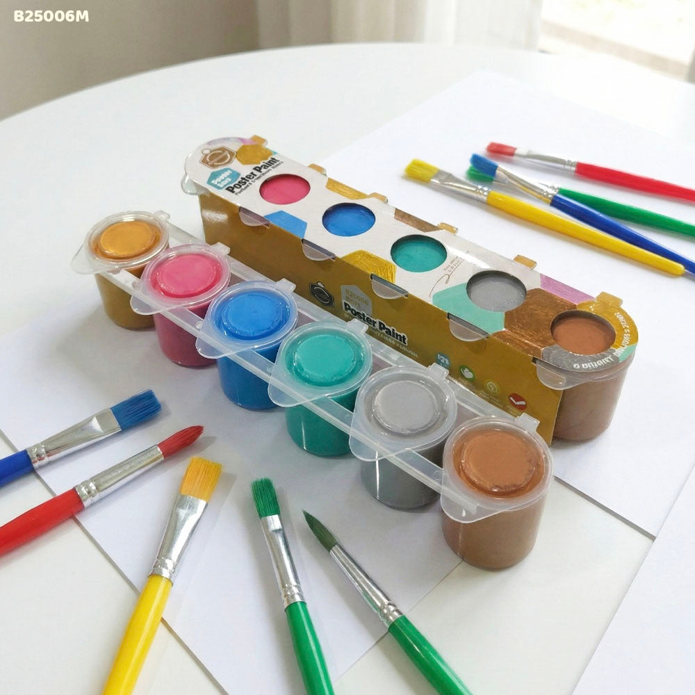 B25006M METALIC POSTER PAINT COLOR 6PC 25ML