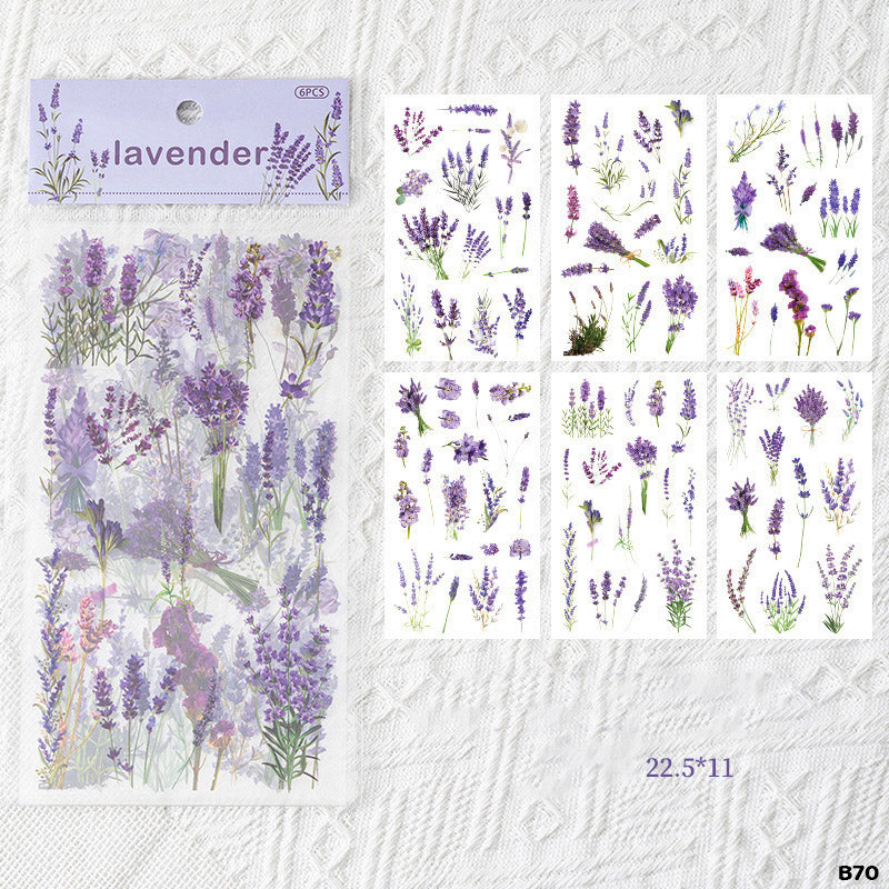 B70 6PC FLOWER LEAF STICKER JOURNALING