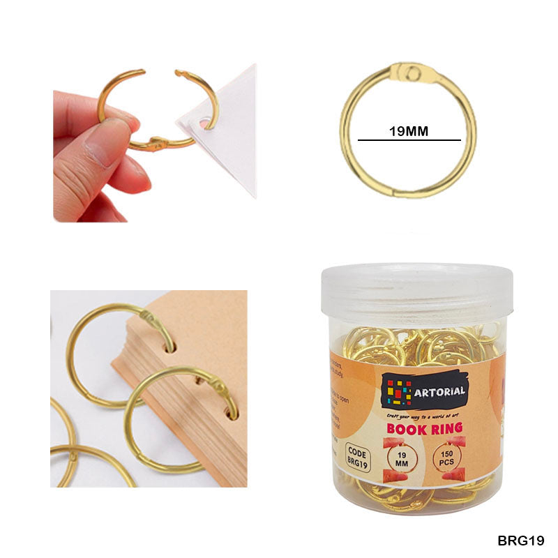 19MM BOOK RING GOLD 150PC (BRG19)
