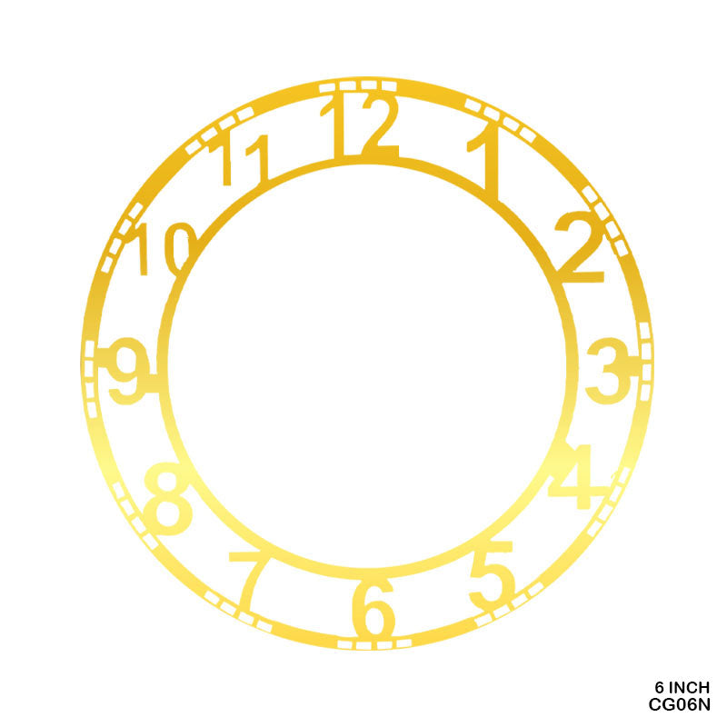 CG06N 6" NUMBER GOLDEN CLOCK ACRYLIC
