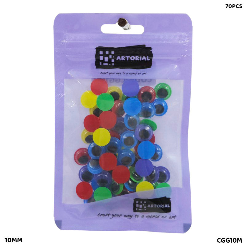 GOOGLY EYE CGG10M COLORED 10MM MULTI 70PCS