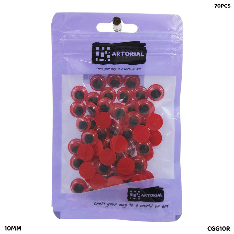GOOGLY EYE CGG10R COLORED 10MM RED 70PCS
