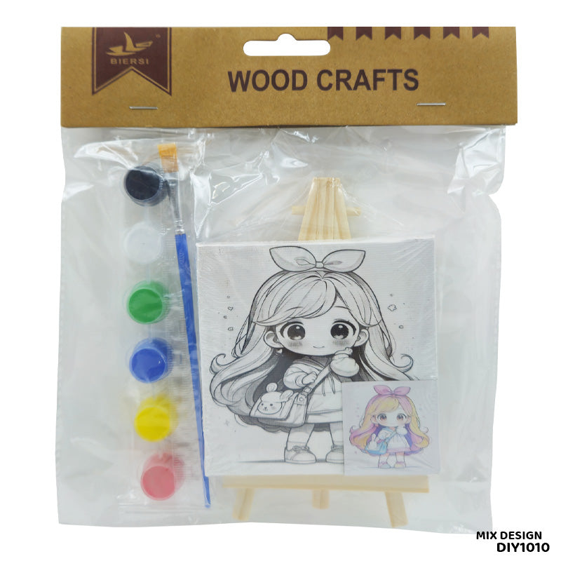 DIY1010 10x10CM CANVAS n EASEL PREMARKED WITH BRUSH n COLORS