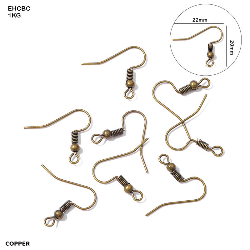EAR HOOK CLASPS WITH BEAD COPPER 1KG (EHCBC)
