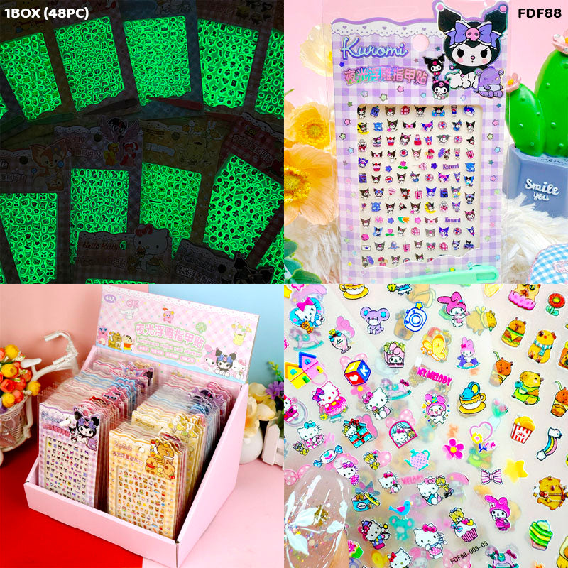 FDF88 LUMINOUS RELIEF NAIL STICKERS 1BOX (48PC)