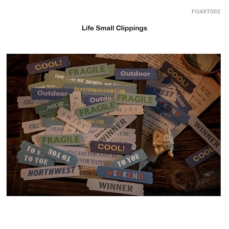FGXXT002 RETRO ENGLISH STICKER BAG CUTOUT 60PIECES