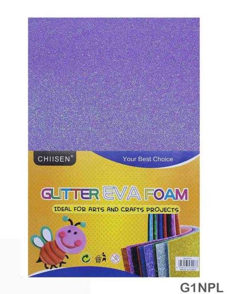 GLITTER FOAM SHEET (G1NPL) W/S A4 N PURPLE 10PC