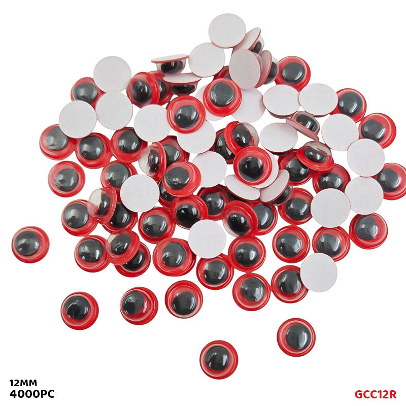 GCC12R 12MM RED 4000PC COLORED GOOGLY EYE