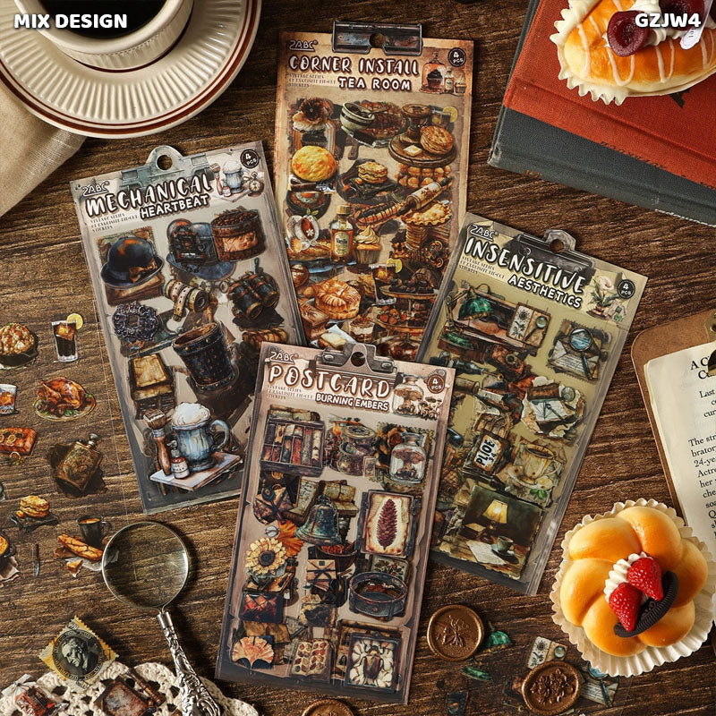 GZJW4 CORNER INSTALL TEA ROOM STICKER SHEET 4PC