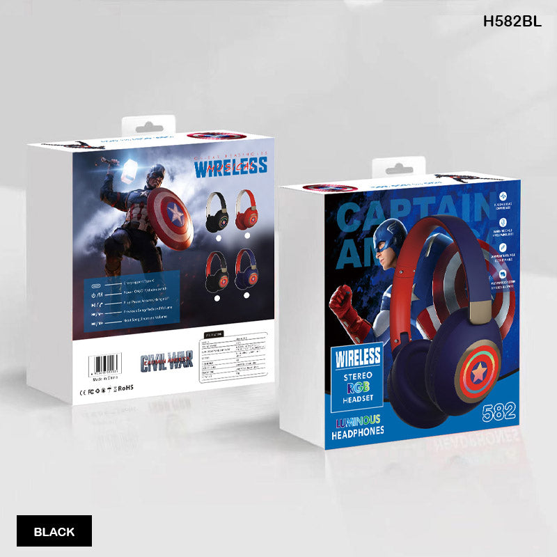 H582BL WIRELESS STREO RGB HEADSET BLACK CAPTAIN AMERICA