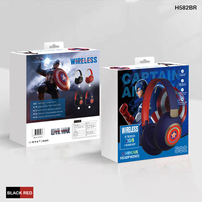 H582BR WIRELESS STREO RGB HEADSET BLACK RED CAPTAIN AMERICA