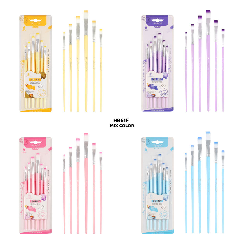 HB61F 6PC PAINT BRUSH FLAT