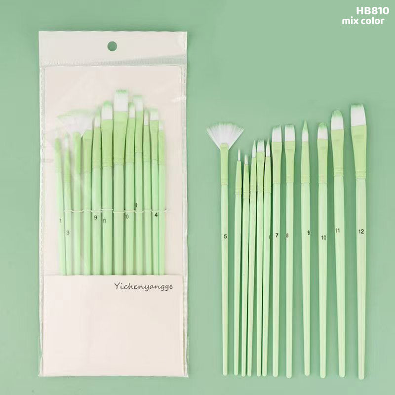 HB810 12PC PAINT BRUSH GLOSY HANDLE