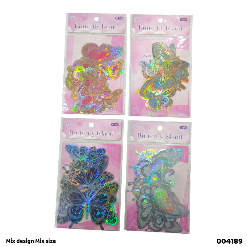004189 12PC 3D ISLAND BUTTERFLY STICKER