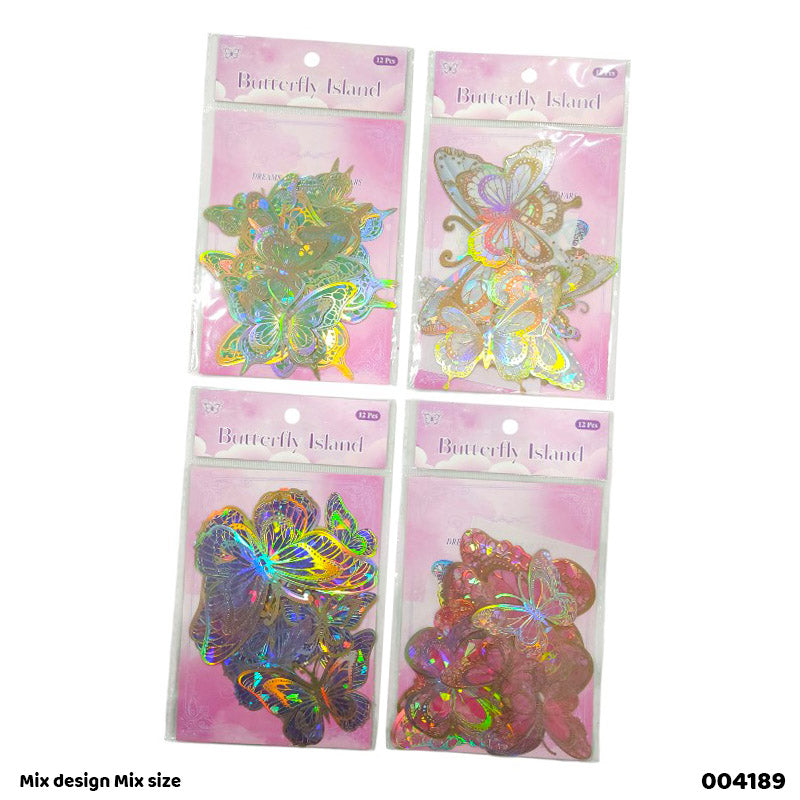 004189 12PC 3D ISLAND BUTTERFLY STICKER