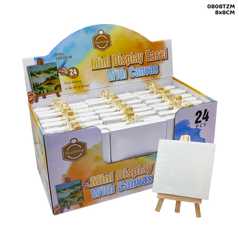MINI CANVAS AND EASEL WHITE 8x8CM 0808TZM