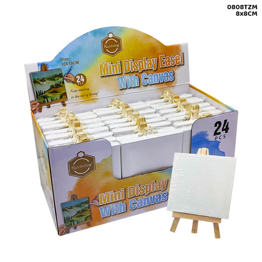 MINI CANVAS AND EASEL WHITE 8x8CM 0808TZM