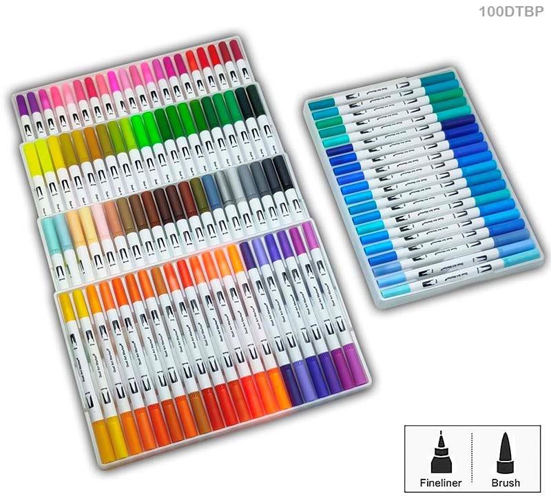 DUAL TIP BRUSH PEN 100 COLOR SET (100DTBP)