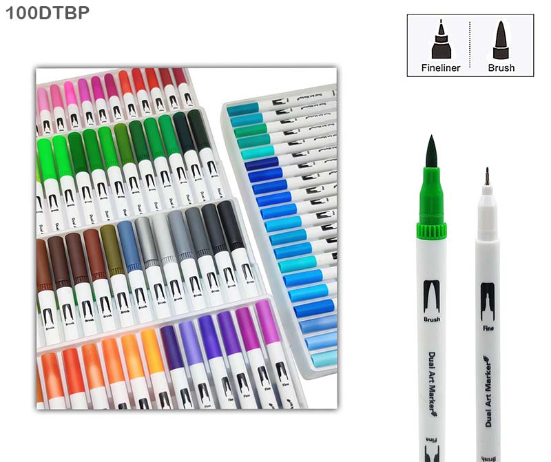 DUAL TIP BRUSH PEN 100 COLOR SET (100DTBP)