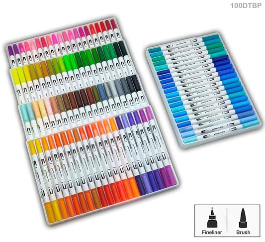 DUAL TIP BRUSH PEN 100 COLOR SET (100DTBP)