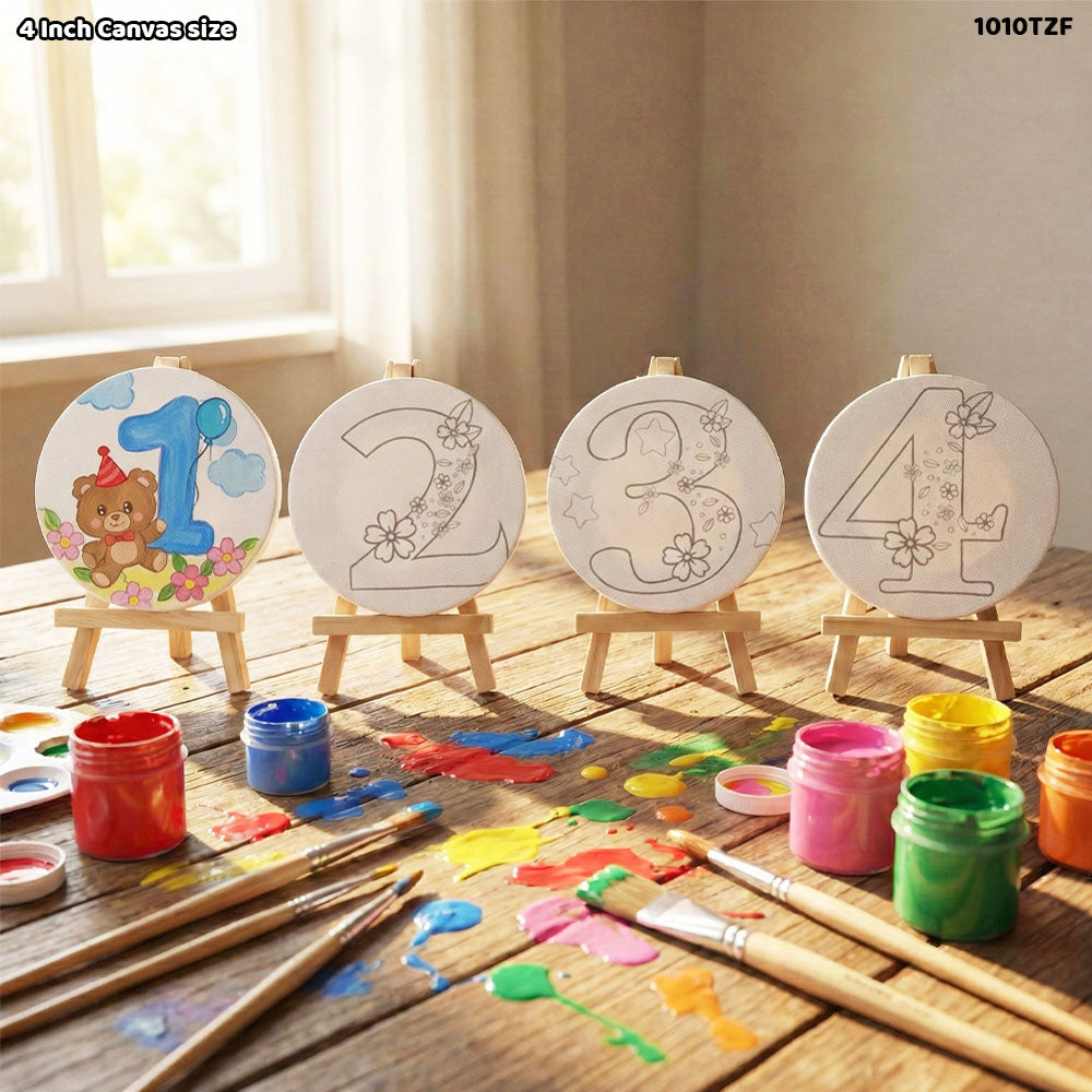 1010TZF MINI CANVAS AND EASEL PRINTED 4INCH ROUND