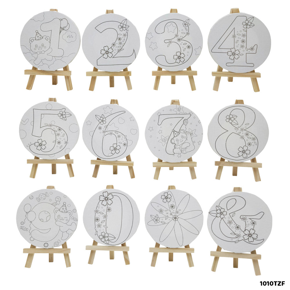 1010TZF MINI CANVAS AND EASEL PRINTED 4INCH ROUND