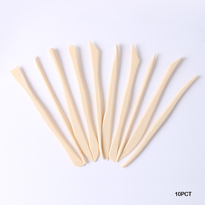 10PC CLAY TOOL PLASTIC CREAM COLOR (10PCT)