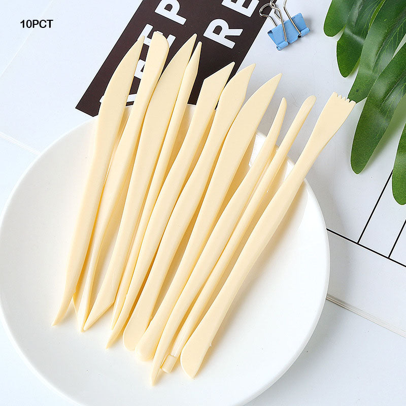 10PC CLAY TOOL PLASTIC CREAM COLOR (10PCT)