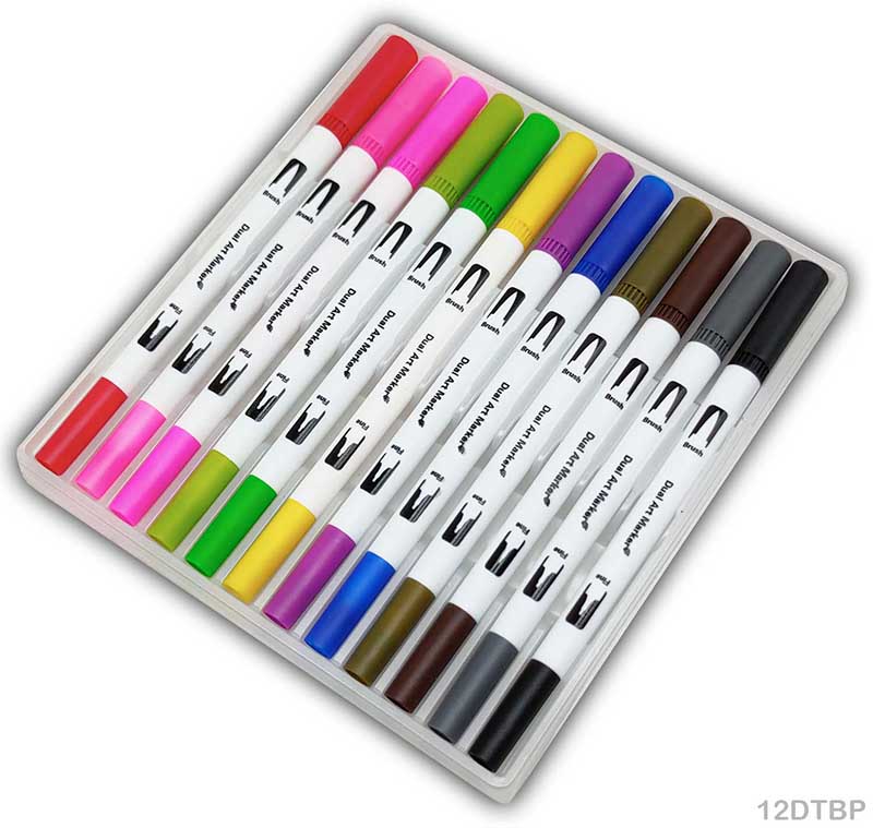 DUAL TIP BRUSH PEN 12 COLOR SET (12DTBP)