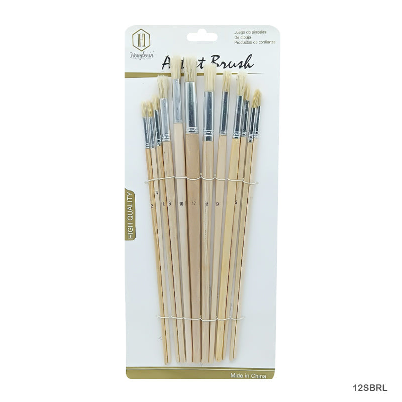 12SBRL 12PC STENCIL BRUSH ROUND LONG HANDLE