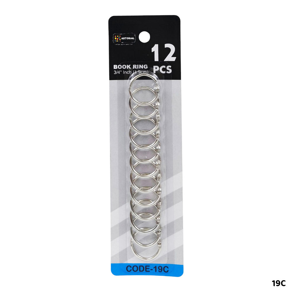 19MM CARD RING SILVER 12PC (19C)