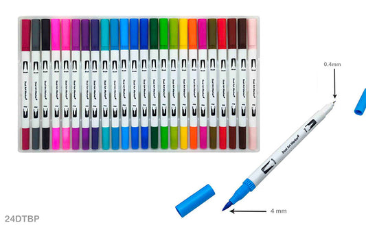 DUAL TIP BRUSH PEN 24 COLOR SET (24DTBP)