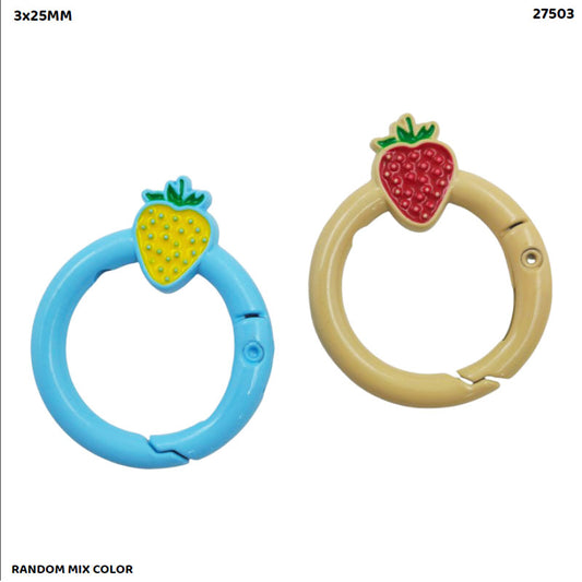 27503 KEY HOOK 2PC ROUND MULTI COLOR STRAWBERRY 3x25MM