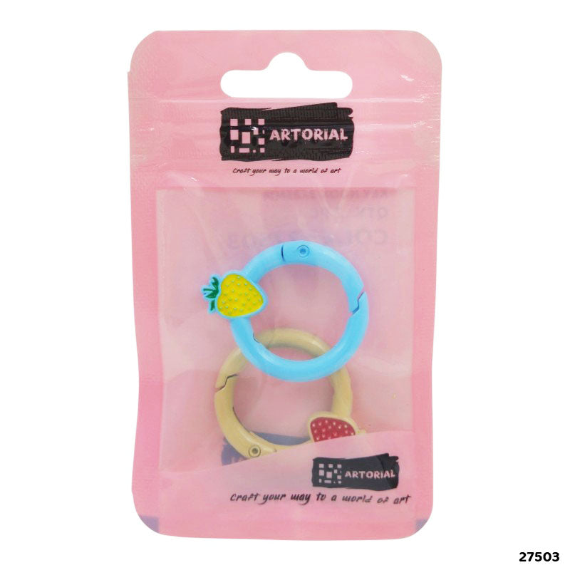 27503 KEY HOOK 2PC ROUND MULTI COLOR STRAWBERRY 3x25MM