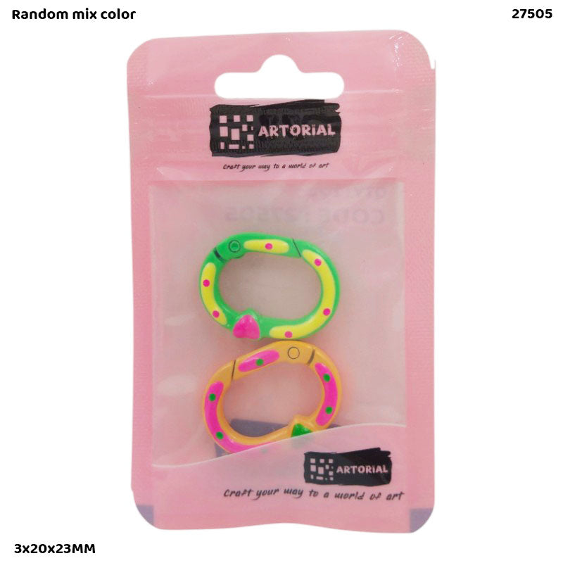 27505 KEY HOOK 2PC OVAL MULTI COLOR HEART 3x20x23MM