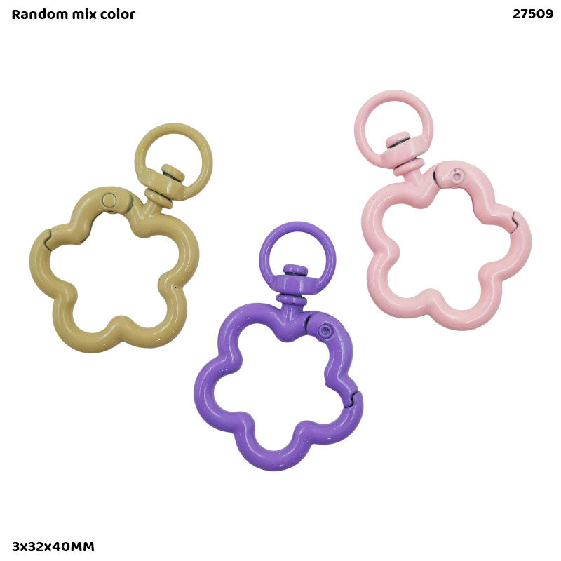 27509 KEY HOOK 3PC FLOWER MULTI COLOR 3x32x40MM
